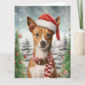 Basenji Hond Kerstmis Santa Paws Kaart (Voorkant)