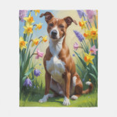 Basenji-hond lente bloemen schilderij fleece deken (Voorkant)