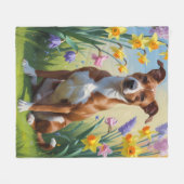 Basenji-hond lente bloemen schilderij fleece deken (Voorkant (Horizontaal))