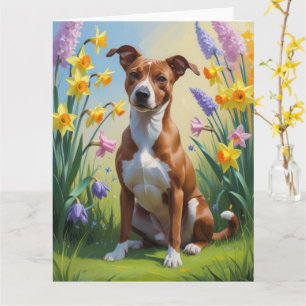 Basenji-hond lente bloemen schilderij kaart