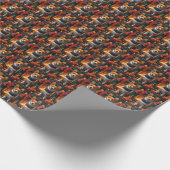 Basenji hond met kerstcadeaus open haard cadeaupapier (Hoek)