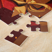 Basenji hond met kerstcadeaus open haard legpuzzel (Zijkant)