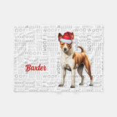Basenji Hond met Naam Kerstvakantie Fleece Deken (Voorkant (Horizontaal))