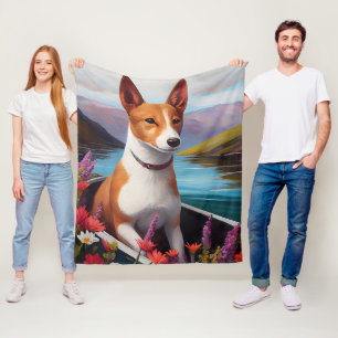 Basenji-hond op een peddel: een landschappelijk av fleece deken