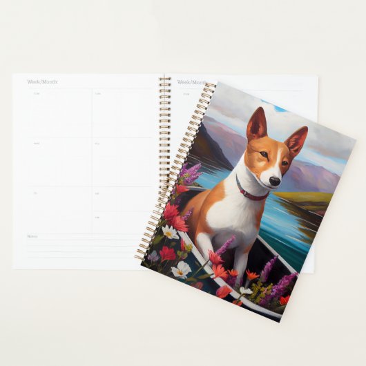 Basenji-hond op een peddel: een landschappelijk av planner (Display)
