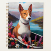 Basenji-hond op een peddel: een landschappelijk av planner (Voorkant)