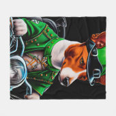 Basenji-hond rijdt op fiets St. Patrick's Day Fleece Deken (Voorkant (Horizontaal))