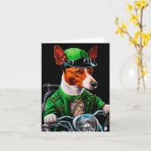Basenji-hond rijdt op fiets St. Patrick's Day Kaart (Gele Bloem)