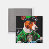 Basenji-hond rijdt op fiets St. Patrick's Day Magneet (Voorkant / Achterkant)