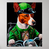 Basenji-hond rijdt op fiets St. Patrick's Day Poster (Voorkant)