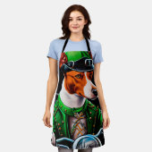 Basenji-hond rijdt op fiets St. Patrick's Day Schort (Gedragen)