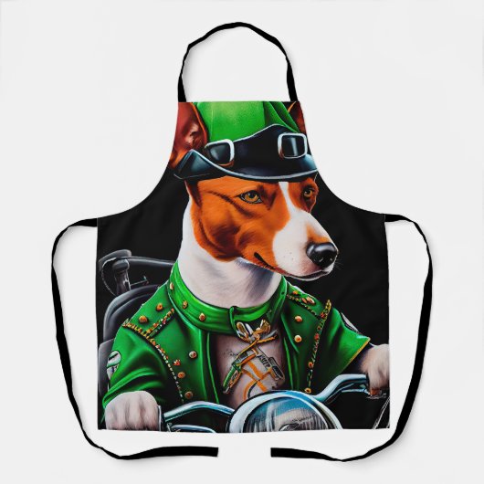 Basenji-hond rijdt op fiets St. Patrick's Day Schort (Voorkant)
