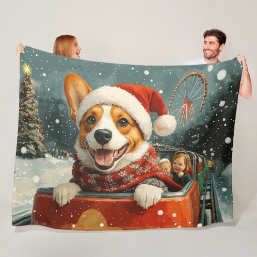 Basenji-hond rollercoaster Kerstmis Fleece Deken (In situ)