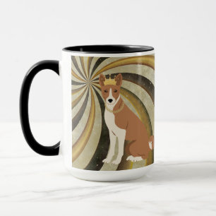 Basenji Hond Rood en Wit op wervelende achtergrond Mok