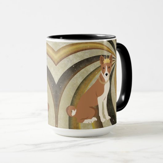 Basenji Hond Rood en Wit op wervelende achtergrond Mok (Voorkant rechts)