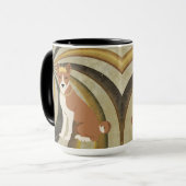 Basenji Hond Rood en Wit op wervelende achtergrond Mok (Voorkant links)