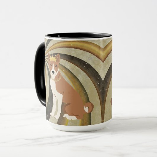 Basenji Hond Rood en Wit op wervelende achtergrond Mok (Voorkant links)