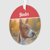 Basenji Hond Vakantie Kerstfoto Ornament (voorkant)