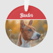 Basenji Hond Vakantie Kerstfoto Ornament (voorkant)