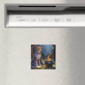 Basenji-hond whimische Halloween-schildering Magneet (Insitu (Vaatwasser))