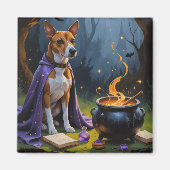 Basenji-hond whimische Halloween-schildering Magneet (Voorkant)