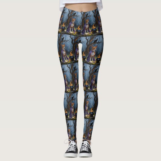 Basenji-hond Whimsical Halloween-schilderij Leggings (Voorkant)