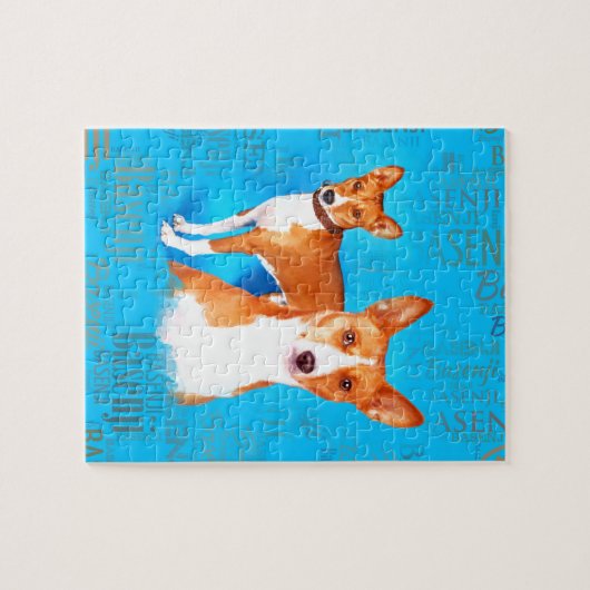 Basenji-honden met Word Cloud Pattern Legpuzzel (Horizontaal)