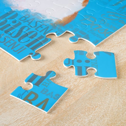 Basenji-honden met Word Cloud Pattern Legpuzzel (Zijkant)