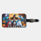 Basenji Honden Pompoen Halloween Grappig Bagagelabel (Achterkant horizontaal)