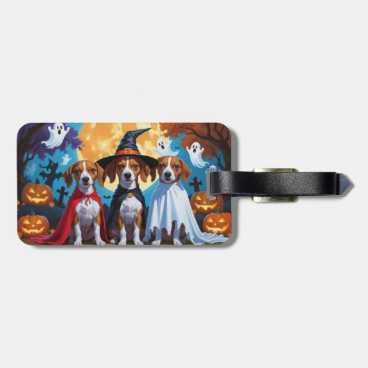 Basenji Honden Pompoen Halloween Grappig Bagagelabel (Achterkant horizontaal)