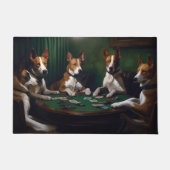 Basenji Honden Spelen Poker Art Deurmat (Voorkant)