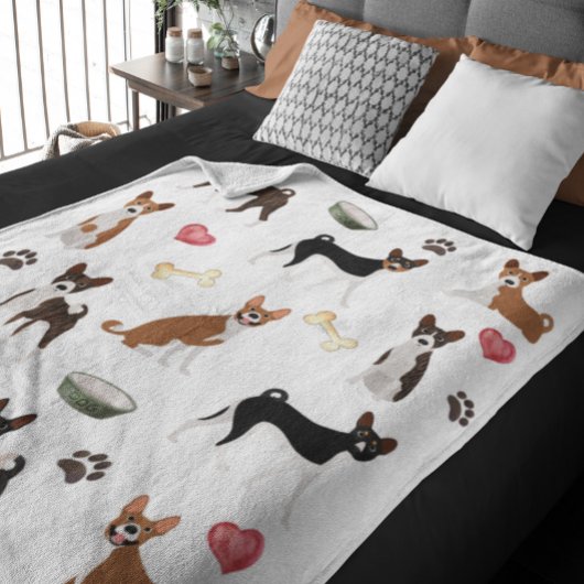 Basenji Hondenliefhebber Brindle Red White Tri Fleece Deken