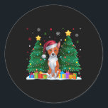 Basenji Hondenliefhebbers Santa Hat Ugly Christmas Ronde Sticker<br><div class="desc">Basenji Hondenliefhebbers Santa Hat Lelijke Kersttrui</div>