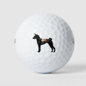 Basenji Hondenras Boho Floral Silhouette Golfballen (Voorkant)