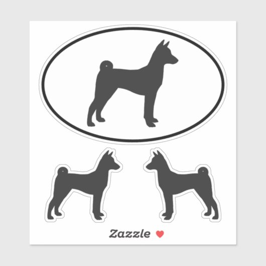 Basenji Hondenras Silhouet Vinyl Sticker Set (Vel)