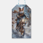 Basenji Hondenrit Motorfiets Kerstmis Cadeaulabel (Achterkant)