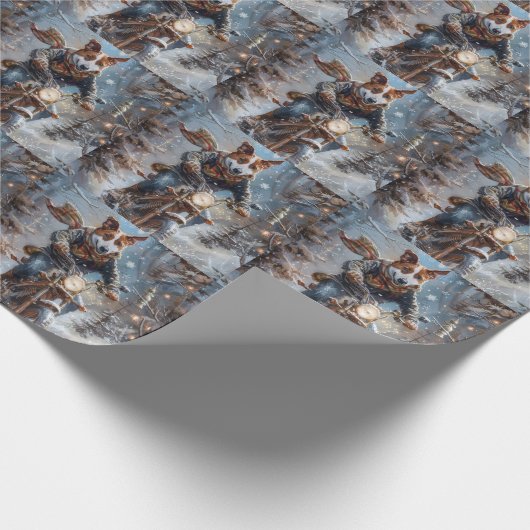 Basenji Hondenrit Motorfiets Kerstmis Cadeaupapier (Hoek)