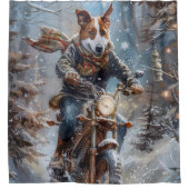 Basenji Hondenrit Motorfiets Kerstmis Douchegordijn (Voorkant)