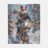 Basenji Hondenrit Motorfiets Kerstmis Fleece Deken (Voorkant)