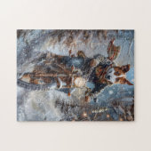 Basenji Hondenrit Motorfiets Kerstmis Legpuzzel (Horizontaal)