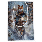 Basenji Hondenrit Motorfiets Kerstmis Medium Cadeauzakje (Voorkant)