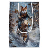 Basenji Hondenrit Motorfiets Kerstmis Medium Cadeauzakje (Achterkant)