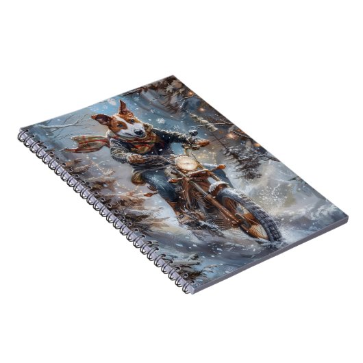 Basenji Hondenrit Motorfiets Kerstmis Notitieboek (Rechterzijde)