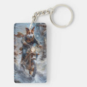 Basenji Hondenrit Motorfiets Kerstmis Sleutelhanger (achterkant)