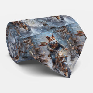 Basenji Hondenrit Motorfiets Kerstmis Stropdas