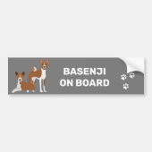 Basenji Hound aan boord Rood Wit Bumpersticker (Voorkant)