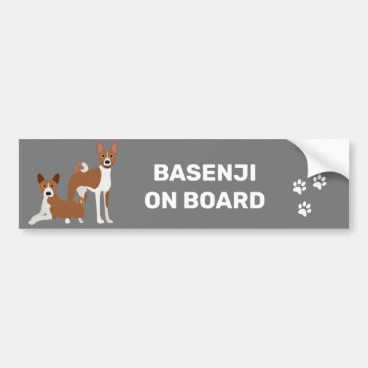Basenji Hound aan boord Rood Wit Bumpersticker (Voorkant)