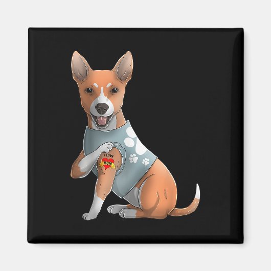 Basenji I Love mama Tattoo Dog Shirt Funny Mothers Magneet (Voorkant)