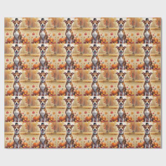 Basenji in de herfst verlaat de Thanksgiving kunst Cadeaupapier (Vlak)