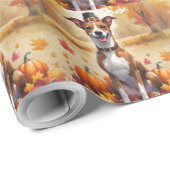 Basenji in de herfst verlaat de Thanksgiving kunst Cadeaupapier (Rol Hoek)